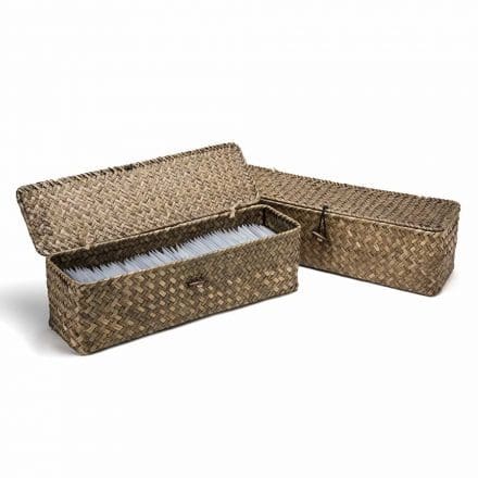 Powder Room Basket with Lid Natural – Gray